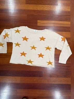 Whimsigoth Coastal Grandmillennial Tula J Star Knit 100% Cotton Sweater Small